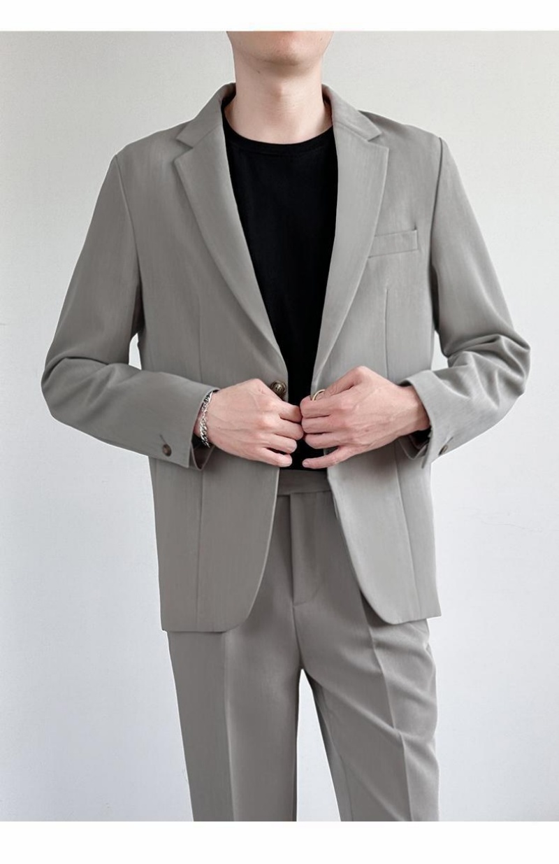 Hot Sale African Popular Men's 3-Piece Suit Set Spring Summer Loose Fit Premium All-match Trendy Blazer Jacket + Dress Pants + White T-Shirt Casual Formal Outfit for Teen Boys Young Men White Collar