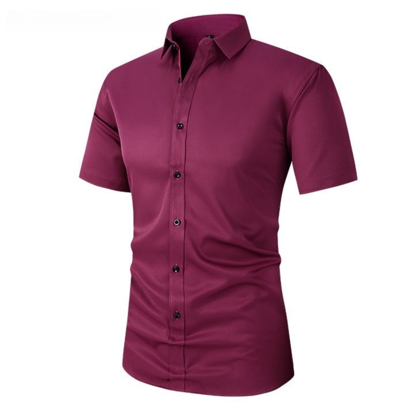 Top Hot Item in Africa Formal Office Shirt for Men Solid Color Short Sleeve Design Slim Cutting Four-Way Stretch Wrinkle Free & Non-Iron Big & Plus Size Men's Clothing