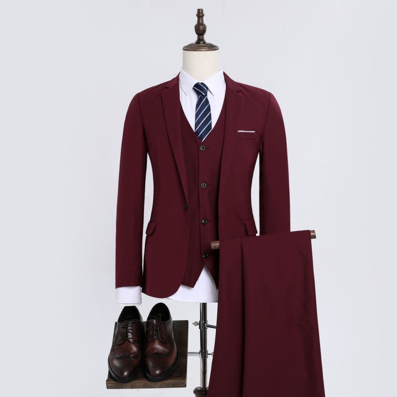 Hot Sale African Popular High Quality Men's Slim Fit Business Formal Suit Set White Collar Office Work Wear Autumn Winter Group Uniform Groomsmen Wedding Tuxedo Formal Attire