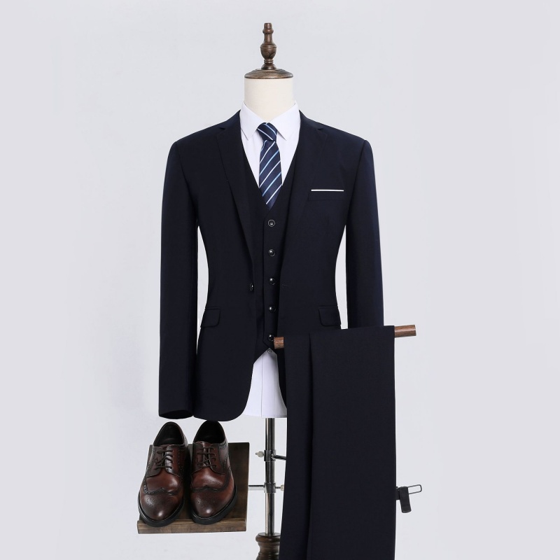 Hot Sale African Popular High Quality Men's Slim Fit Business Formal Suit Set White Collar Office Work Wear Autumn Winter Group Uniform Groomsmen Wedding Tuxedo Formal Attire