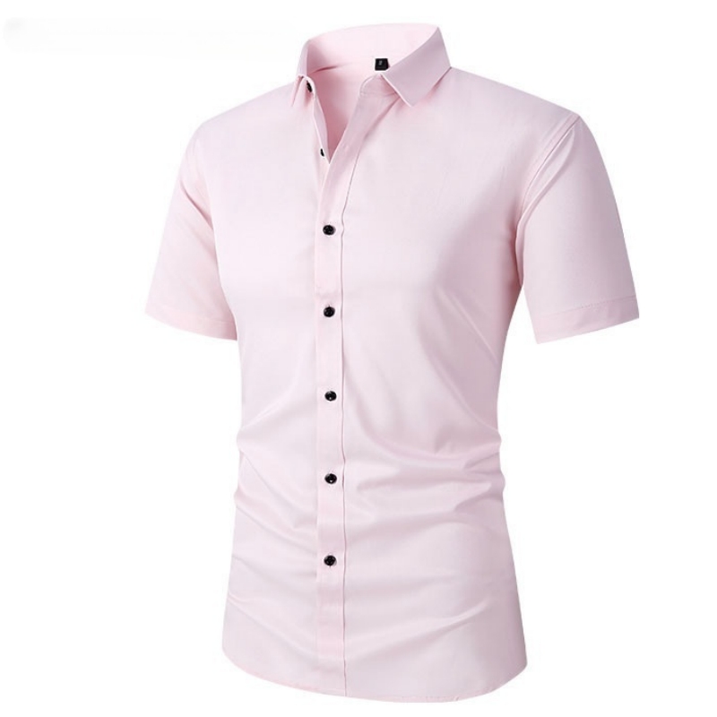 Top Hot Item in Africa Formal Office Shirt for Men Solid Color Short Sleeve Design Slim Cutting Four-Way Stretch Wrinkle Free & Non-Iron Big & Plus Size Men's Clothing