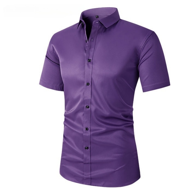 Top Hot Item in Africa Formal Office Shirt for Men Solid Color Short Sleeve Design Slim Cutting Four-Way Stretch Wrinkle Free & Non-Iron Big & Plus Size Men's Clothing