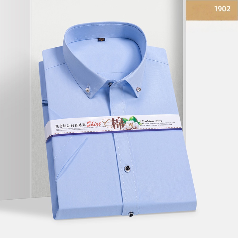Hot Sale High Quality African Popular Men's Summer Short Sleeve White Dress Shirt Slim Fit Professional Work Uniform Business Casual Formal Wear for Young White Collar Office Men