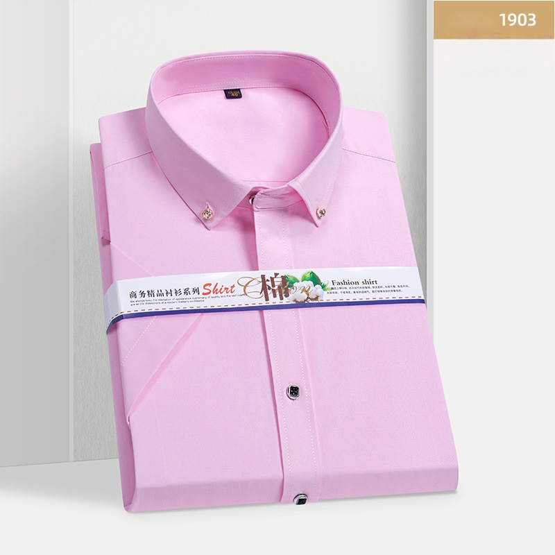 Hot Sale High Quality African Popular Men's Summer Short Sleeve White Dress Shirt Slim Fit Professional Work Uniform Business Casual Formal Wear for Young White Collar Office Men