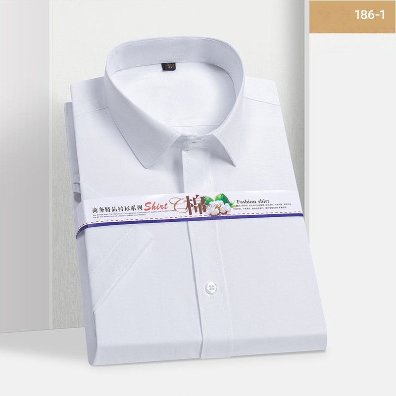 Hot Sale High Quality African Popular Men's Summer Short Sleeve White Dress Shirt Slim Fit Professional Work Uniform Business Casual Formal Wear for Young White Collar Office Men