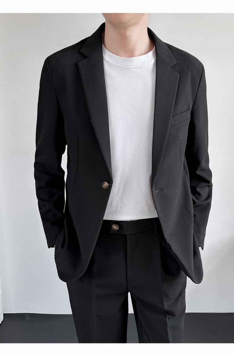 Hot Sale African Popular Men's 3-Piece Suit Set Spring Summer Loose Fit Premium All-match Trendy Blazer Jacket + Dress Pants + White T-Shirt Casual Formal Outfit for Teen Boys Young Men White Collar