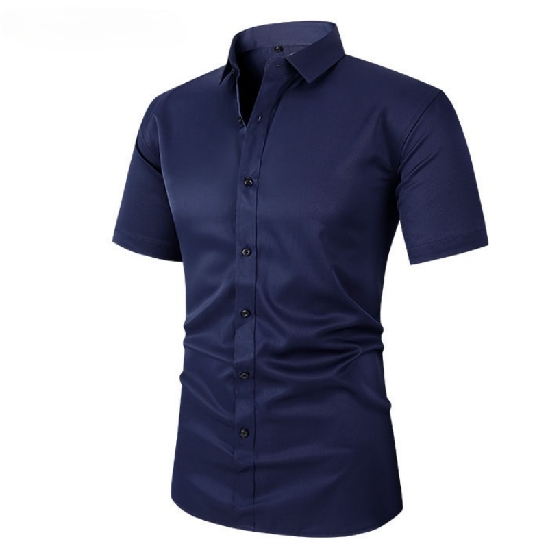 Top Hot Item in Africa Formal Office Shirt for Men Solid Color Short Sleeve Design Slim Cutting Four-Way Stretch Wrinkle Free & Non-Iron Big & Plus Size Men's Clothing