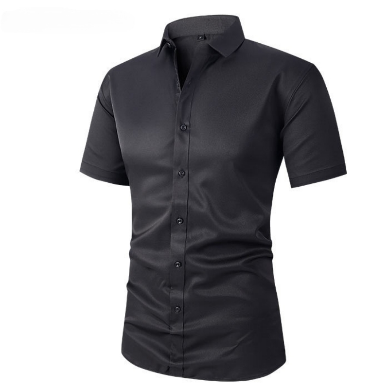 Top Hot Item in Africa Formal Office Shirt for Men Solid Color Short Sleeve Design Slim Cutting Four-Way Stretch Wrinkle Free & Non-Iron Big & Plus Size Men's Clothing