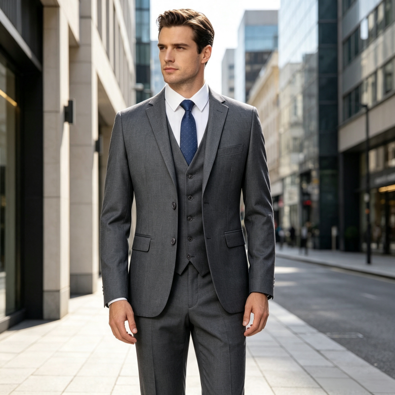Hot Sale High-End Men's Slim Fit Casual Blazer and Suit Pants 2 Piece Set Business Formal Groom Wedding Engagement Tuxedo Free Tie Included Formal Wear