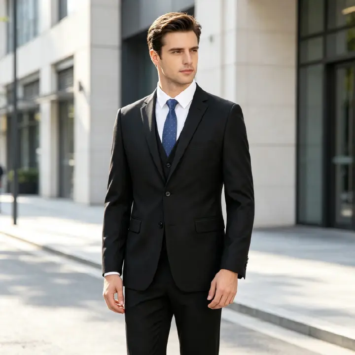 Hot Sale High-End Men's Slim Fit Casual Blazer and Suit Pants 2 Piece Set Business Formal Groom Wedding Engagement Tuxedo Free Tie Included Formal Wear