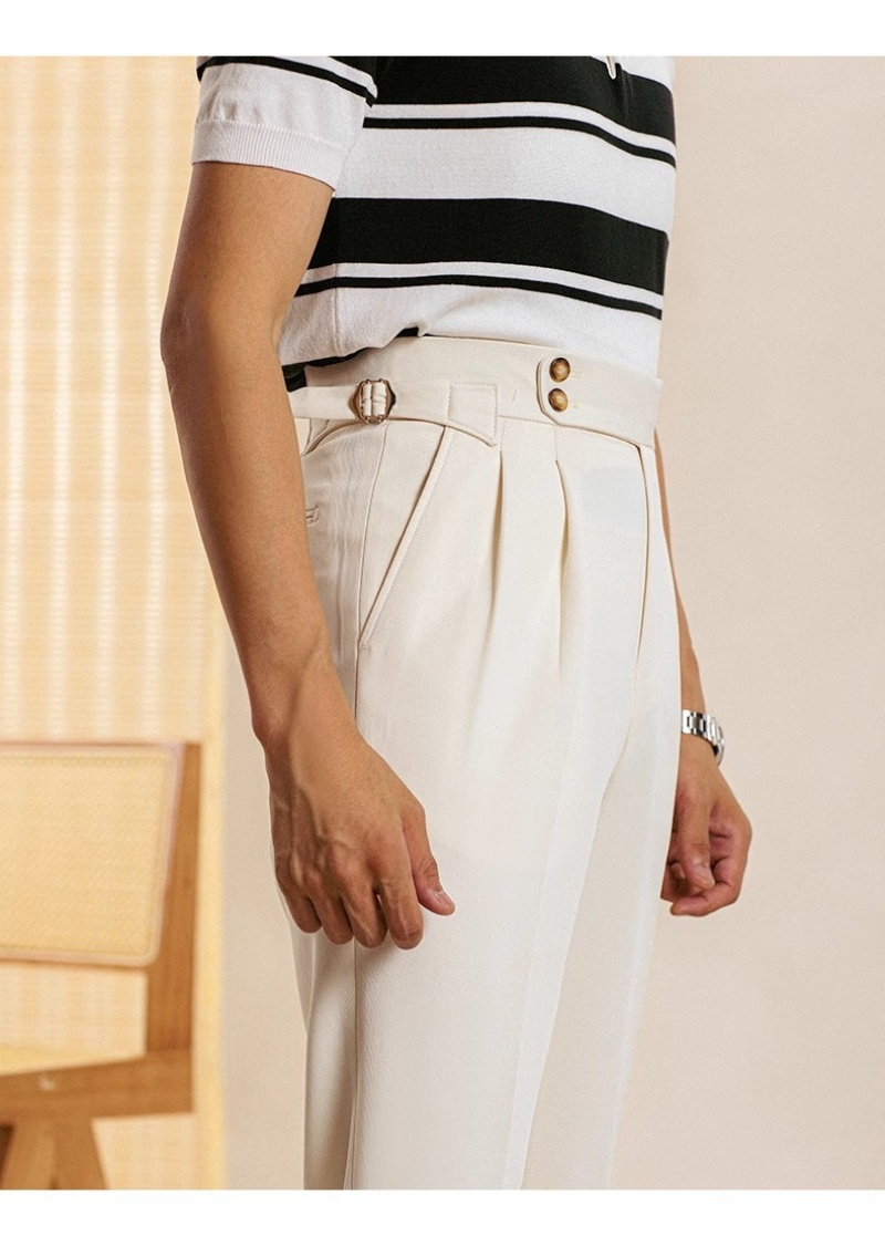 Hot Sale African Trendy High-End Men's Neapolitan High Waist Suit Pants Fashion Straight Leg Formal Casual Long Trousers White Collar Office Men Business Work Bottoms