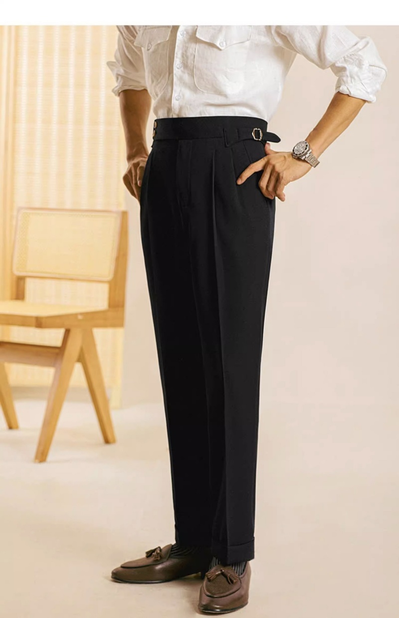 Hot Sale African Trendy High-End Men's Neapolitan High Waist Suit Pants Fashion Straight Leg Formal Casual Long Trousers White Collar Office Men Business Work Bottoms