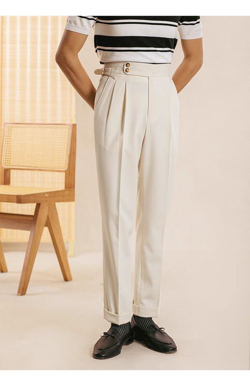 Hot Sale African Trendy High-End Men's Neapolitan High Waist Suit Pants Fashion Straight Leg Formal Casual Long Trousers White Collar Office Men Business Work Bottoms
