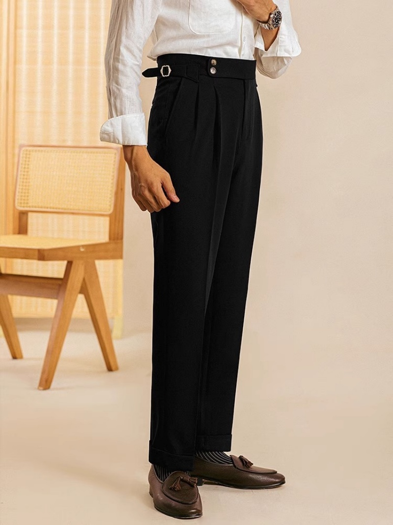 Hot Sale African Trendy High-End Men's Neapolitan High Waist Suit Pants Fashion Straight Leg Formal Casual Long Trousers White Collar Office Men Business Work Bottoms