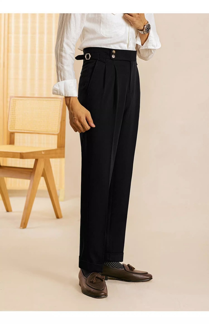 Hot Sale African Trendy High-End Men's Neapolitan High Waist Suit Pants Fashion Straight Leg Formal Casual Long Trousers White Collar Office Men Business Work Bottoms