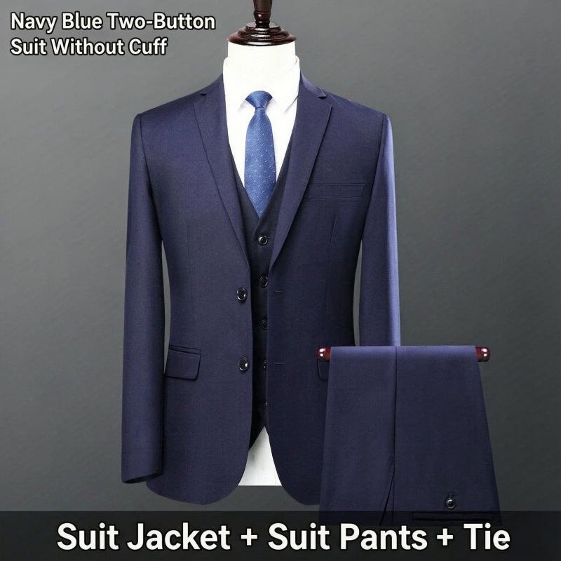 Hot Sale High-End Men's Slim Fit Casual Blazer and Suit Pants 2 Piece Set Business Formal Groom Wedding Engagement Tuxedo Free Tie Included Formal Wear