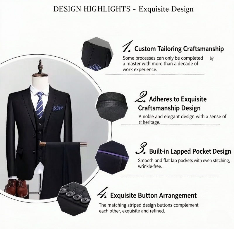 Hot Sale High-End Men's Slim Fit Casual Blazer and Suit Pants 2 Piece Set Business Formal Groom Wedding Engagement Tuxedo Free Tie Included Formal Wear