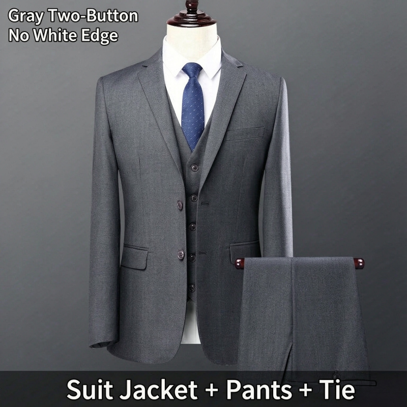 Hot Sale High-End Men's Slim Fit Casual Blazer and Suit Pants 2 Piece Set Business Formal Groom Wedding Engagement Tuxedo Free Tie Included Formal Wear