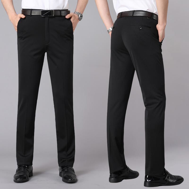 Hot Sale 2 Pcs Men's Summer Lightweight High Stretch Slim Fit Straight Leg Drapey Business Suit Pants Casual Trousers Formal Office Men Work Wear
