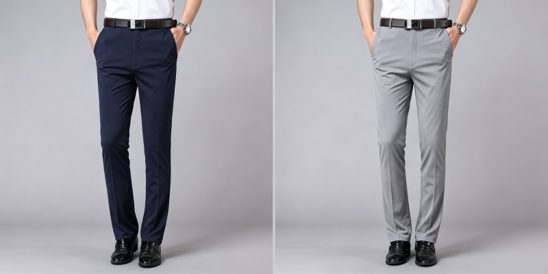 Hot Sale 2 Pcs Men's Summer Lightweight High Stretch Slim Fit Straight Leg Drapey Business Suit Pants Casual Trousers Formal Office Men Work Wear