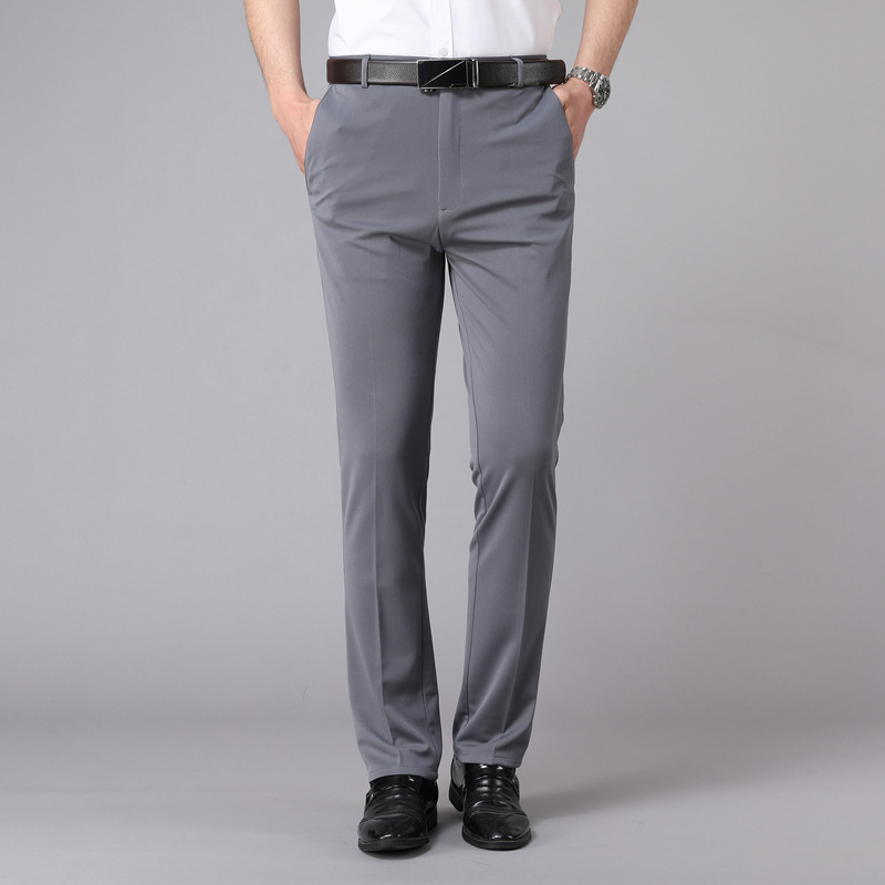 Hot Sale 2 Pcs Men's Summer Lightweight High Stretch Slim Fit Straight Leg Drapey Business Suit Pants Casual Trousers Formal Office Men Work Wear