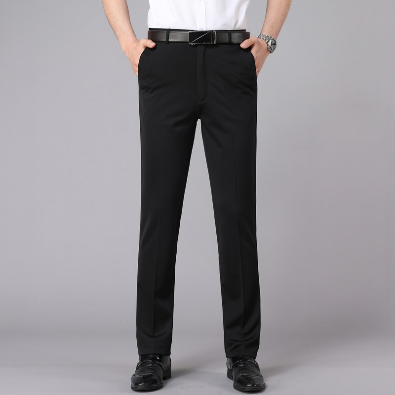 Hot Sale 2 Pcs Men's Summer Lightweight High Stretch Slim Fit Straight Leg Drapey Business Suit Pants Casual Trousers Formal Office Men Work Wear