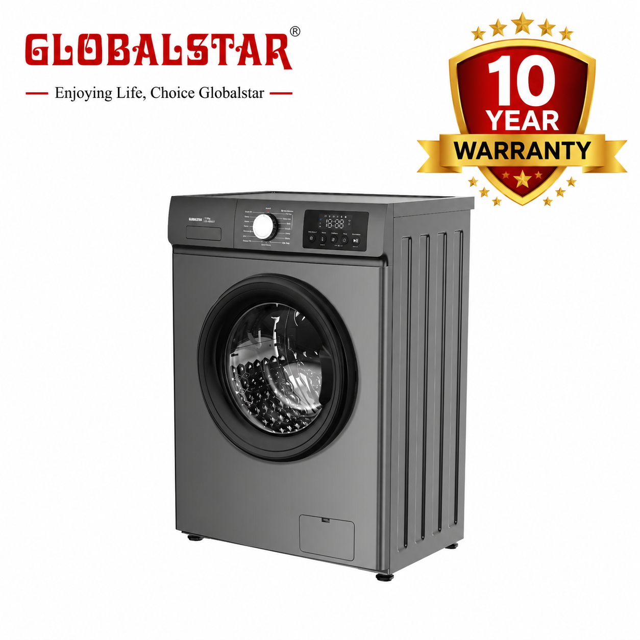 Globalstar GS-800GT 8KG Front Load Full Automatic Washing Machine Digital Control SWM-08FL 1200 RPM 10 Years Warranty
