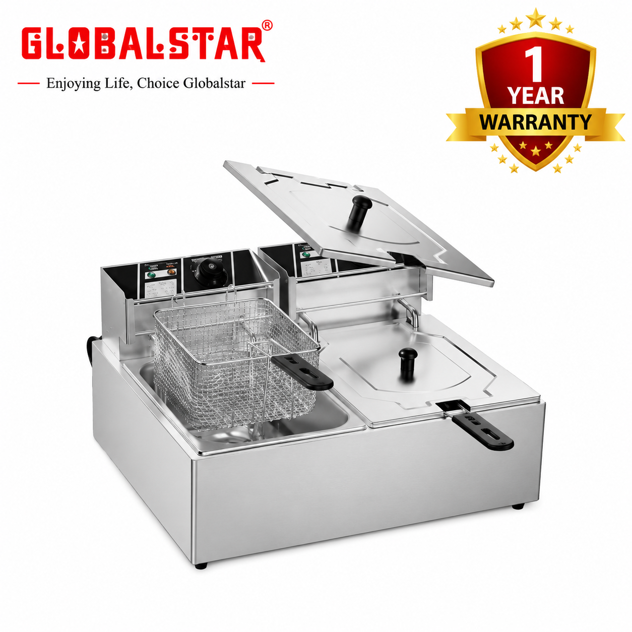 Commercial 6L+6L Large Double Stainless Steel Deep Fryer GS-82A