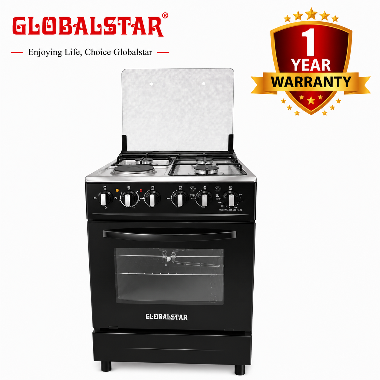 Globalstar KZ650(3+1)  3 Gas Burners + 1 Hot Plate, Free Standing Cooker With Electric Oven 60*60cm