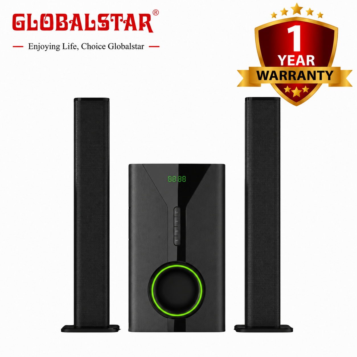 Globalstar GS-5503 2.1CH Multimedia Speaker System – Bluetooth Home Theater Sound System with FM Radio, USB/SD(1YR WRTY)