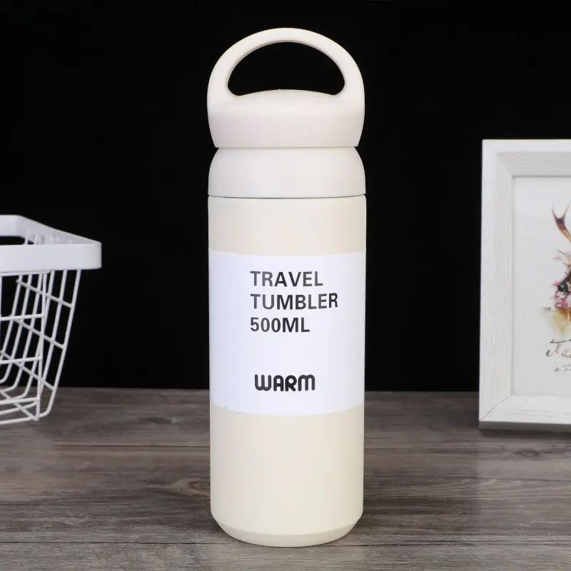 500ML Double Wall Vacuum Flask Unbreakable Insulated Thermal Flask Bottle Leak-proof, Air-tight Sports Water Bottle Coffee Mug Bottle Travel Tumbler Stainless Steel Thermos Hot & Cold( Double Lids)