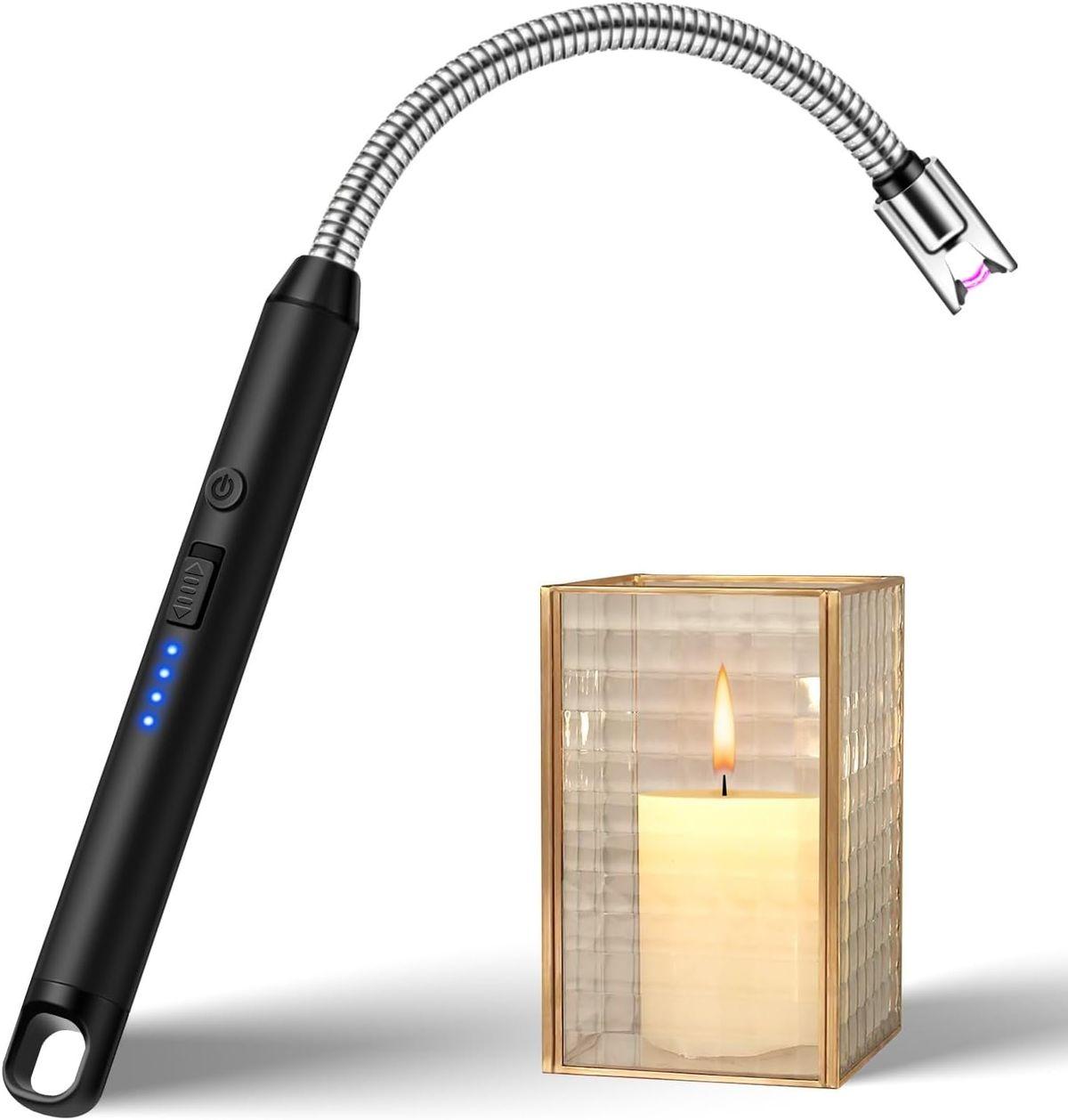 USB Rechargeable Electronic BBQ lighter 360° Free Rotation Arc Windproof, Flameless Ignition Lighter for Kitchen, Barbecue, Home Candles Lighter, Camping Fire place, Gas Cooker Ignition, Stove Lighter