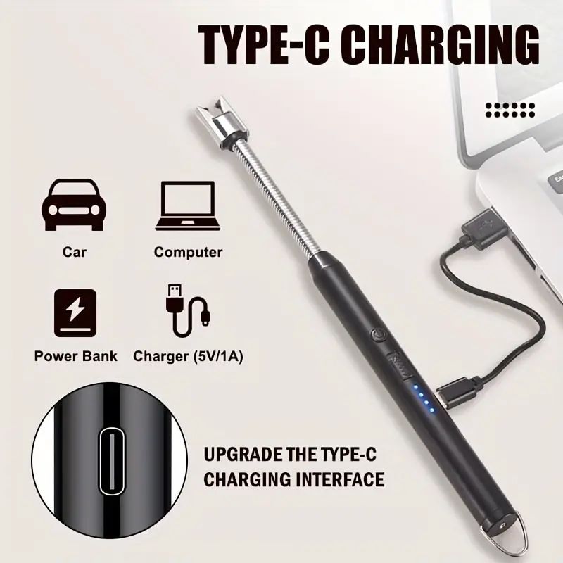 Rechargeable Lighters 360° Free Rotation Arc Outdoor BBQ Windproof Lighter USB Charging Flameless Ignition for Kitchen, Barbecue, Candle Lighter, Camping Fire place, Gas Cooker Ignition, Stove Lighter