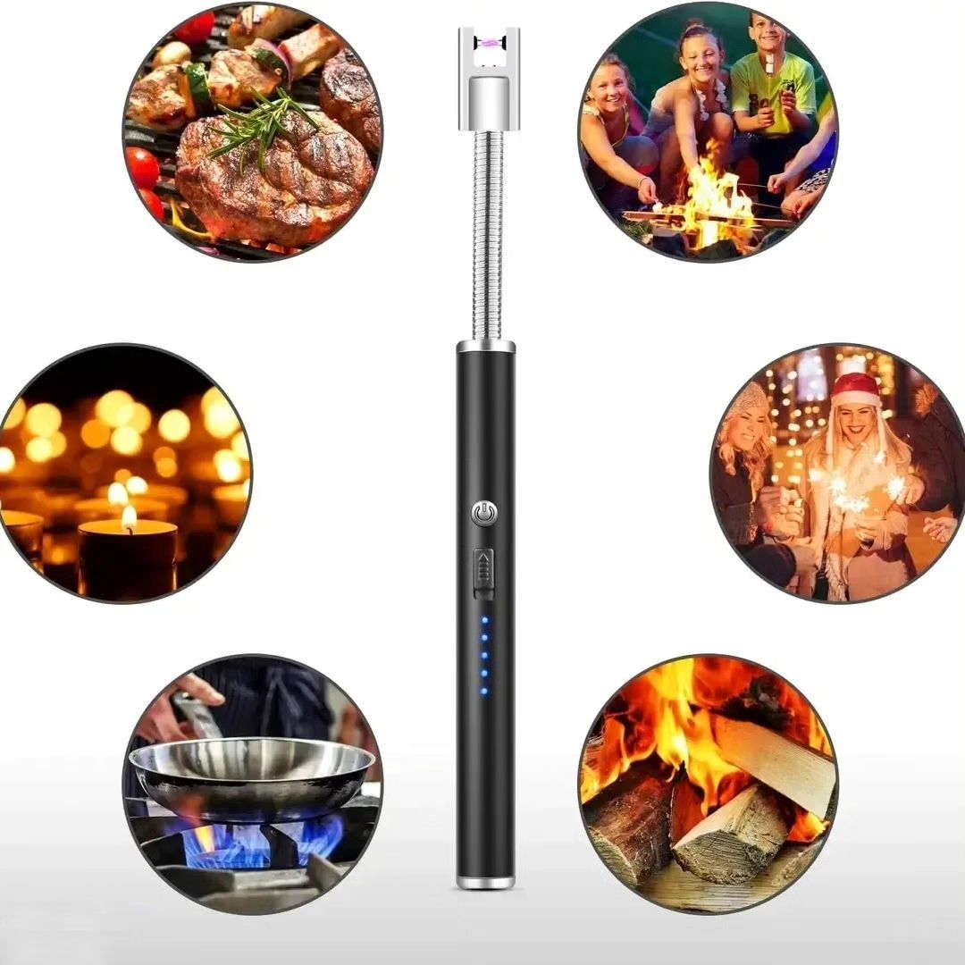 Rechargeable Lighters 360° Free Rotation Arc Outdoor BBQ Windproof Lighter USB Charging Flameless Ignition for Kitchen, Barbecue, Candle Lighter, Camping Fire place, Gas Cooker Ignition, Stove Lighter