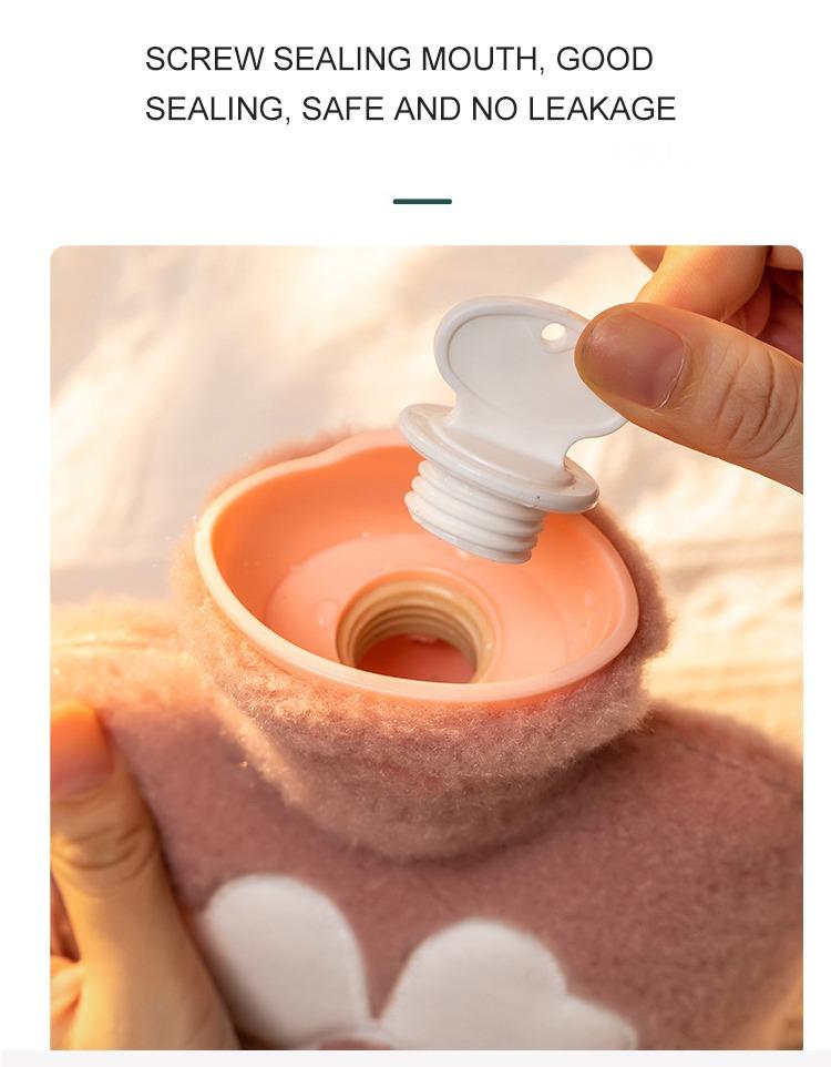1000ML Fluffy Hot water Bottle Bag with Cover, soft Thickened Winter Bag for Menstrual Cramps, Pain Relief Hot compress, Hand warmer/Feet warmer/ Bed Warmer Hot water bag