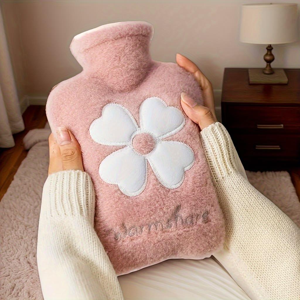 1000ML Fluffy Hot water Bottle Bag with Cover, soft Thickened Winter Bag for Menstrual Cramps, Pain Relief Hot compress, Hand warmer/Feet warmer/ Bed Warmer Hot water bag