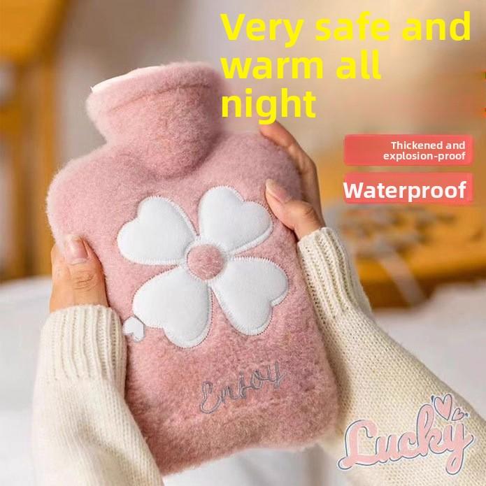 1000ML Fluffy Hot water Bottle Bag with Cover, soft Thickened Winter Bag for Menstrual Cramps, Pain Relief Hot compress, Hand warmer/Feet warmer/ Bed Warmer Hot water bag