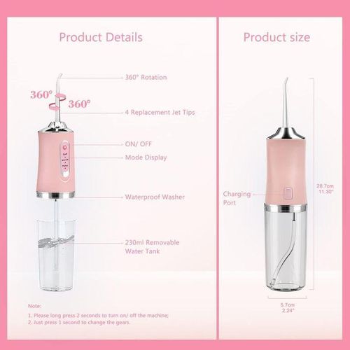 4 NOZZLES ORAL IRRIGATOR PORTABLE DENTAL WATER FLOSSER USB RECHARGEABLE WATER JET FLOSS TOOTH PICK