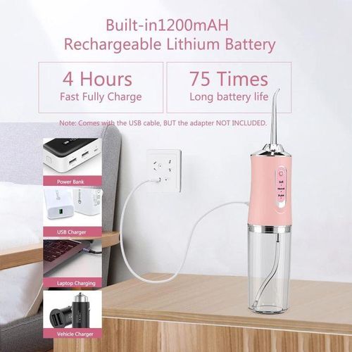 4 NOZZLES ORAL IRRIGATOR PORTABLE DENTAL WATER FLOSSER USB RECHARGEABLE WATER JET FLOSS TOOTH PICK