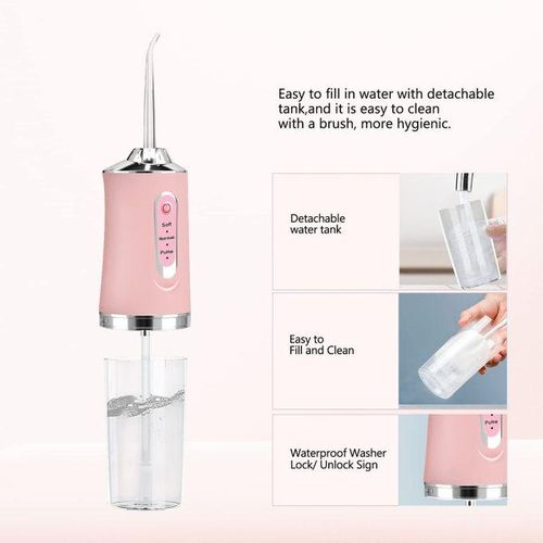 4 NOZZLES ORAL IRRIGATOR PORTABLE DENTAL WATER FLOSSER USB RECHARGEABLE WATER JET FLOSS TOOTH PICK