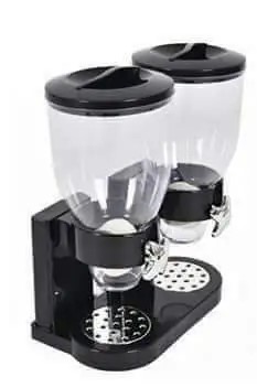Fresh & Easy 4L Dual Cereal Dispenser – Double Canister Dry Food Storage Container for Kitchen Countertop – Black & Clear