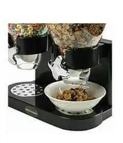 Fresh & Easy 4L Dual Cereal Dispenser – Double Canister Dry Food Storage Container for Kitchen Countertop – Black & Clear