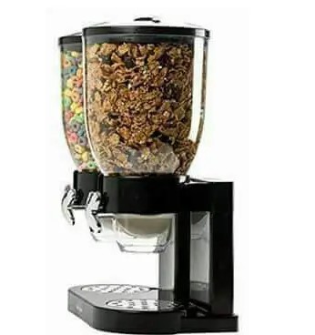 Fresh & Easy 4L Dual Cereal Dispenser – Double Canister Dry Food Storage Container for Kitchen Countertop – Black & Clear