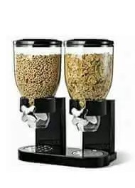 Fresh & Easy 4L Dual Cereal Dispenser – Double Canister Dry Food Storage Container for Kitchen Countertop – Black & Clear