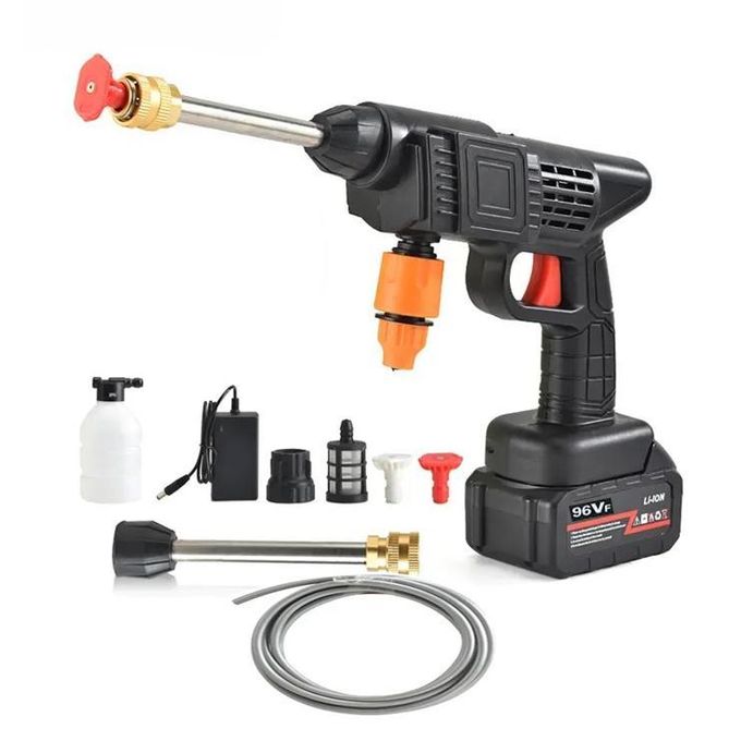 Portable Cordless High Pressure Car gun Spray Car Washing machine Gun High Pressure Car Washing Jet Spray Electric Cordless Pressure Washer for Washing Car House Garden with 2 lithium Batteries