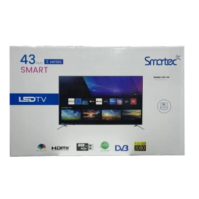 Smartec 43 Inch Frameless Smart Android TV with Built-in Digital Decoder, Screen Mirroring, Wi-Fi, Dual Remote Controls & Energy Saving Flat Screen