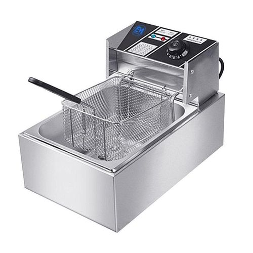 Brand New Electromate 6L Single Tank Energy Efficient Double Electric Chips /Chicken /Mandazi Deep Fryer Machine - Silver.