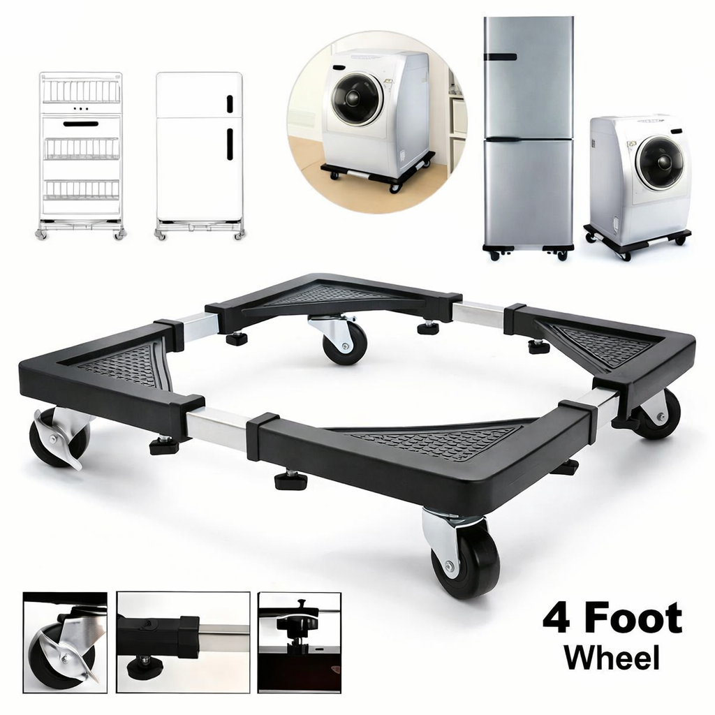 Detachable universal roller refrigerator base bracket, Washing Machine Stand, refrigerator handcart bracket, adjustable and extendable storage rack, suitable for home kitchens.