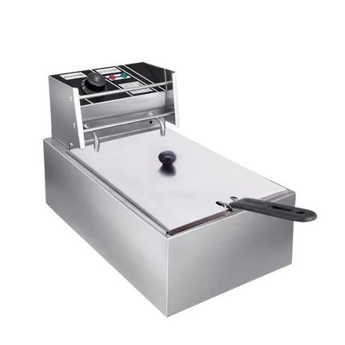 Brand New Electromate 6L Single Tank Energy Efficient Double Electric Chips /Chicken /Mandazi Deep Fryer Machine - Silver.