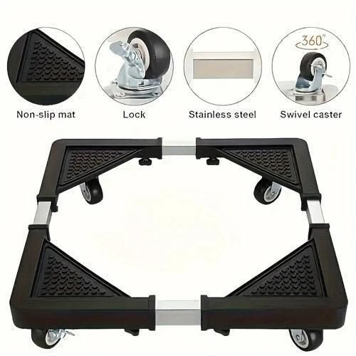 Detachable universal roller refrigerator base bracket, Washing Machine Stand, refrigerator handcart bracket, adjustable and extendable storage rack, suitable for home kitchens.